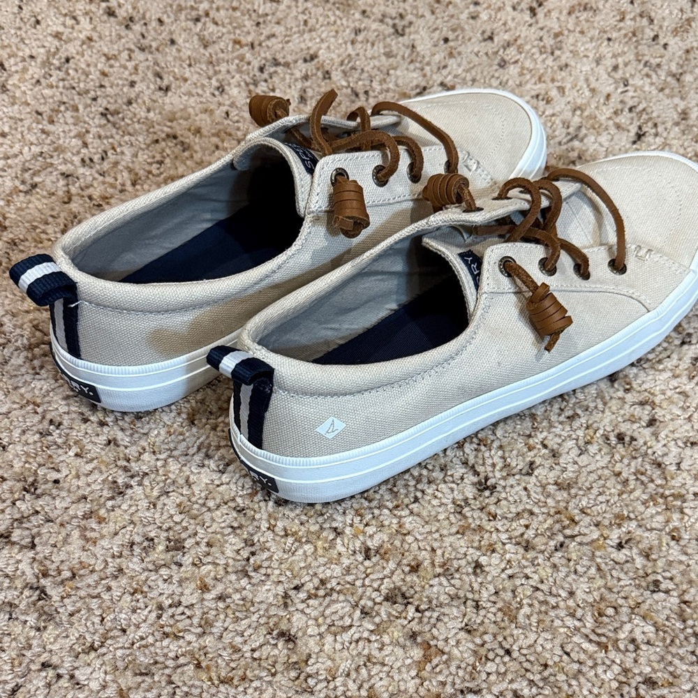 Sperry Crest Casual Canvas Sneakers in Cream and Brown
